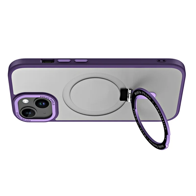 Kickstand Magnetic Case for iPhone 15 Plus , Shockproof TPU+Acrylic Matte Phone Cover - Purple - 10