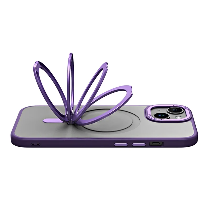 Kickstand Magnetic Case for iPhone 15 Plus , Shockproof TPU+Acrylic Matte Phone Cover - Purple - 9