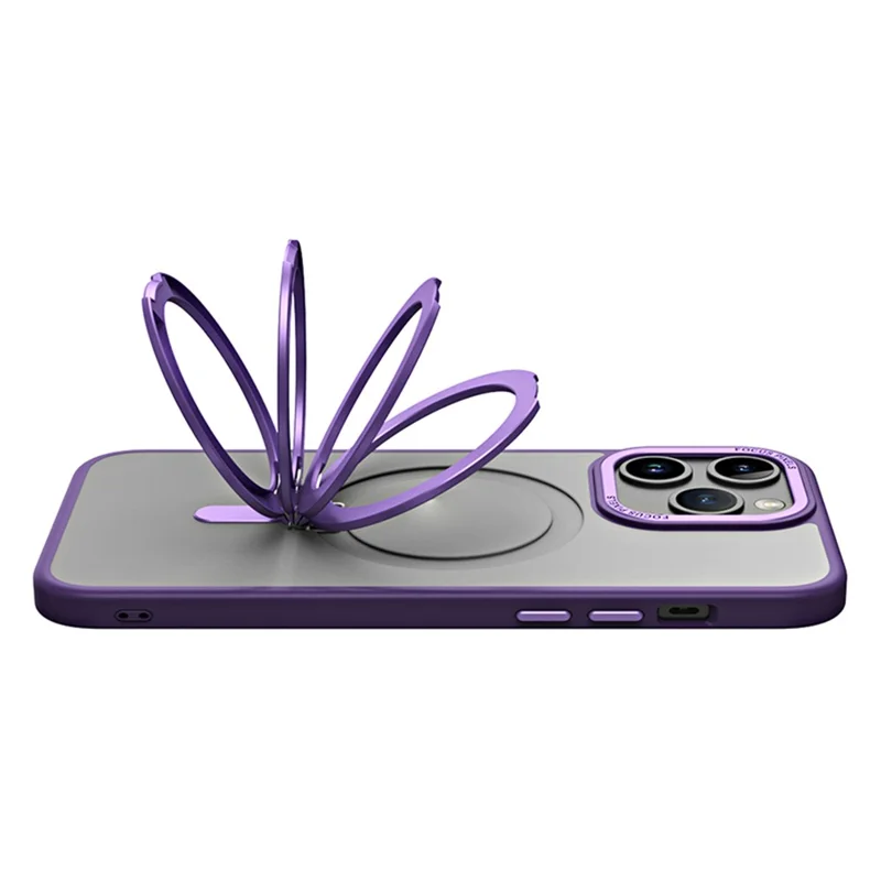 Magnetic Matte Case for iPhone 15 Pro Max , TPU+Acrylic Drop Protection Invisible Kickstand Phone Cover - Purple - 8
