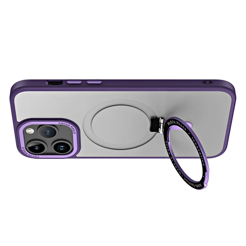 Magnetic Matte Case for iPhone 15 Pro Max , TPU+Acrylic Drop Protection Invisible Kickstand Phone Cover - Purple - 9