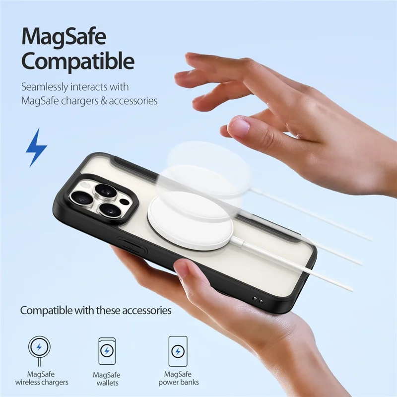 For iPhone 15 Pro Max Leather Case DUX DUCIS Skin X Pro Series Flip Cover Compatible with MagSafe - Black - 3