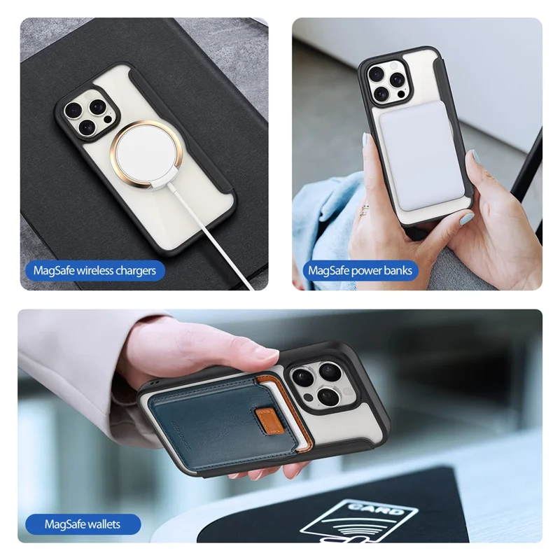 For iPhone 15 Pro Max Leather Case DUX DUCIS Skin X Pro Series Flip Cover Compatible with MagSafe - Black - 5