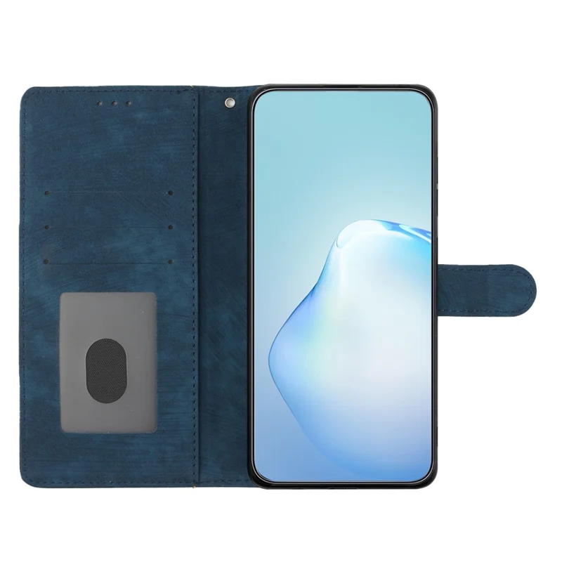 For iPhone 15 Plus Stand Skin-touch Cell Phone Cover PU Leather Wallet Slim-Fit Mobile Phone Case - Blue - 3