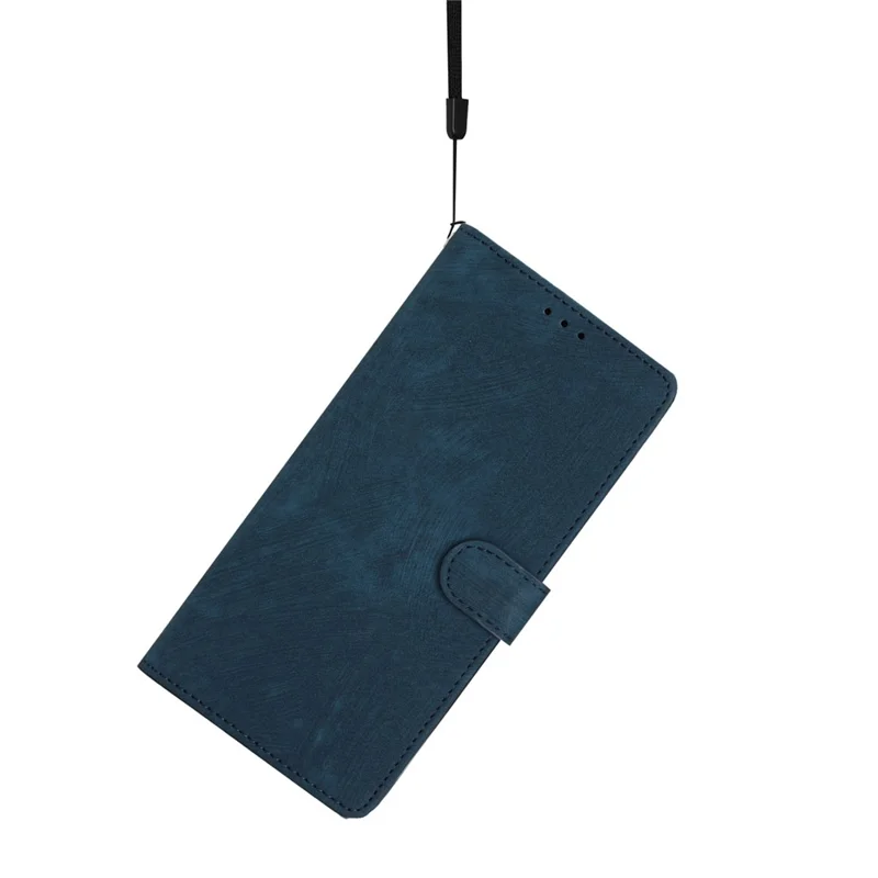 For iPhone 15 Plus Stand Skin-touch Cell Phone Cover PU Leather Wallet Slim-Fit Mobile Phone Case - Blue - 4