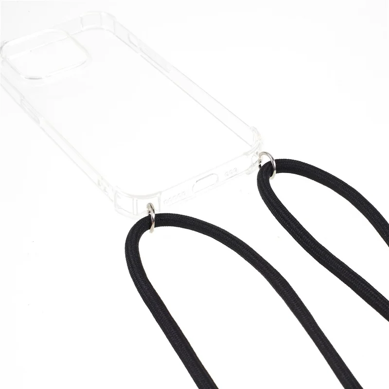 For iPhone 15 Pro Max Thicken Four Corner Anti-drop Cover Clear TPU Phone Case with Lanyard - 3