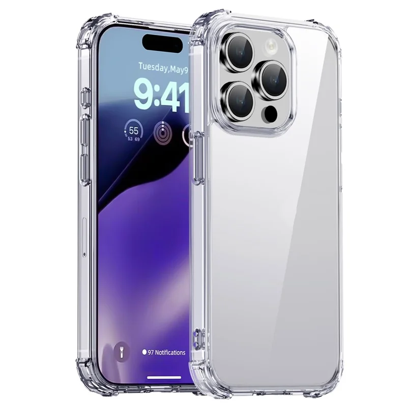 IPAKY Anti-drop Phone Case for iPhone 15 Pro Max , Hard PC Back TPU Frame Clear Phone Cover - 1