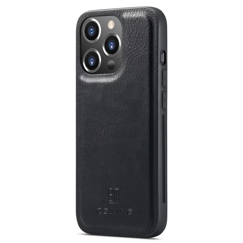DG.MING For iPhone 15 Pro Max Detachable Magnetic Phone Case Drop Proof Split Leather Wallet Stand Cover - Black - 10