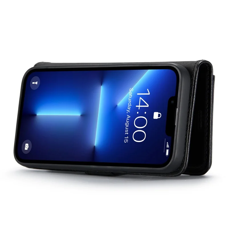 DG.MING For iPhone 15 Pro Max Detachable Magnetic Phone Case Drop Proof Split Leather Wallet Stand Cover - Black - 3
