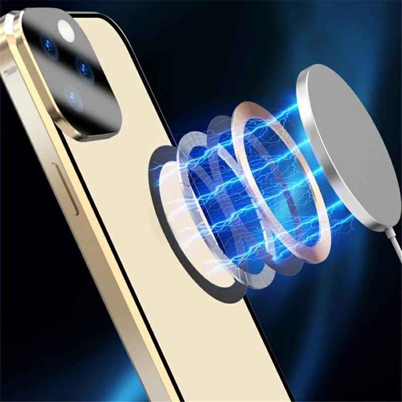 Compatible with MagSafe Case for iPhone 15 Pro Magnetic Metal Frame + Double-Sided Tempered Glass Phone Cover with Buckle Lock - Gold - 5