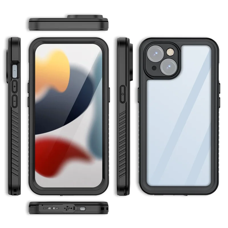 REDPEPPER FS Series for iPhone 15 Full Body Sandproof Case Clear Back Panel IP68 Waterproof Phone Cover - 8