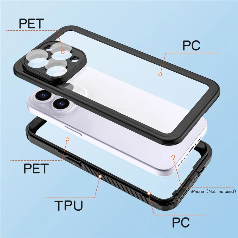 REDPEPPER FS Series for iPhone 15 Pro Max IP68 Waterproof Cellphone Case Clear Back Panel Underwater Diving Cover - 7