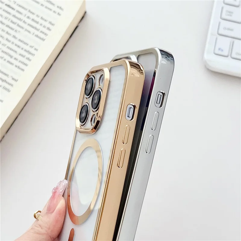 For iPhone 15 Pro Max Case Compatible with MagSafe TPU Phone Protector with Long Lanyard - Rose Gold - 3