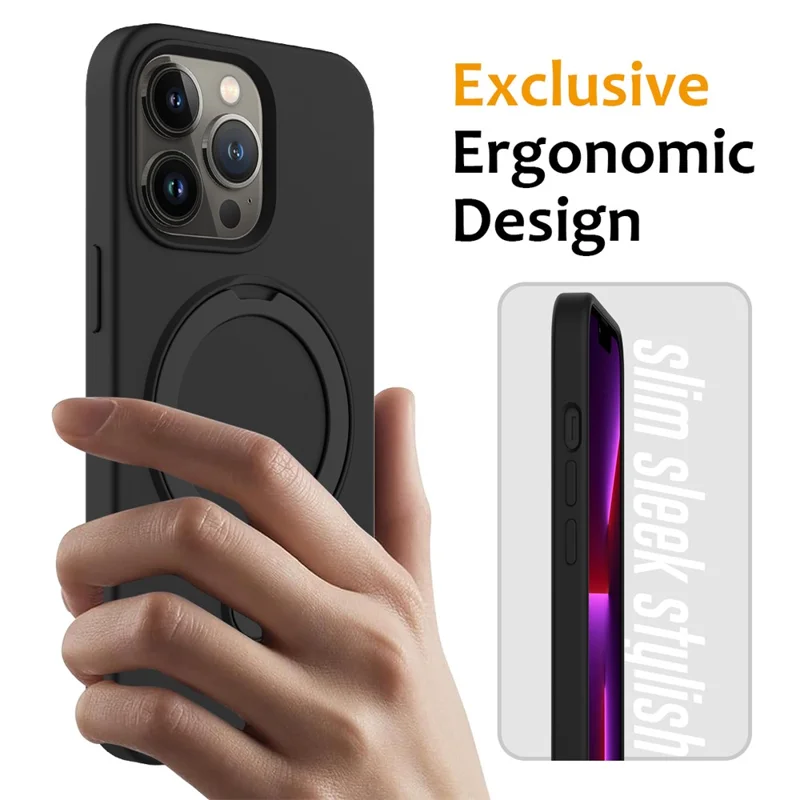 For iPhone 15 Pro Max Kickstand Phone Case Compatible with MagSafe - Black - 2