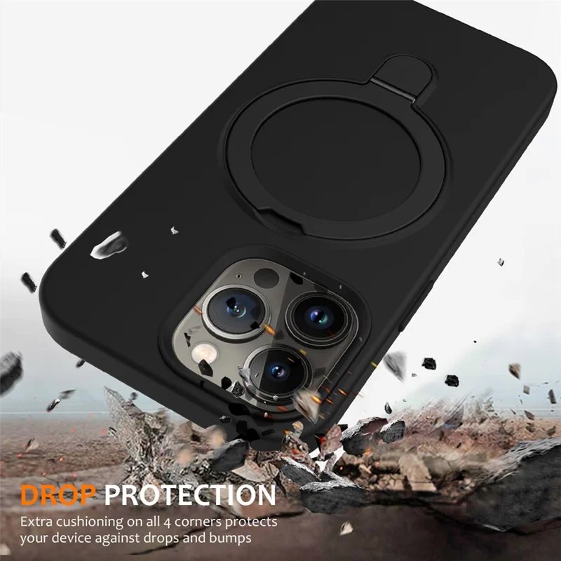 For iPhone 15 Pro Max Kickstand Phone Case Compatible with MagSafe - Black - 6