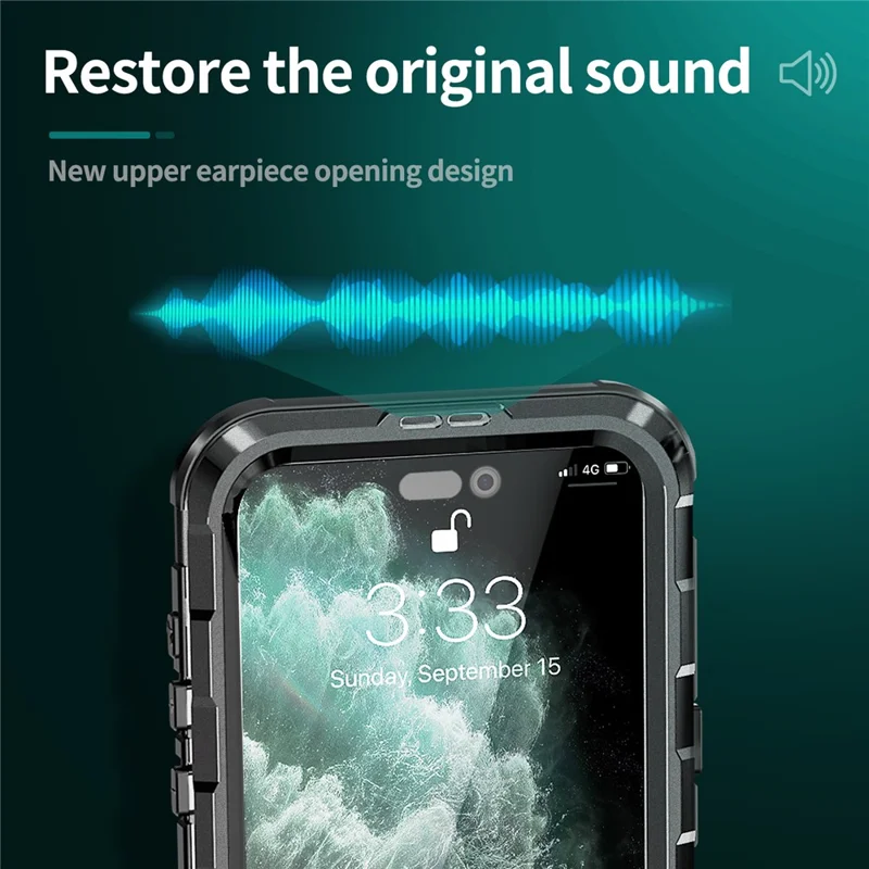 SHELLBOX M Series for iPhone 15 Pro Waterproof Case Compatible with MagSafe Aluminum Alloy IP68 Diving Case - Black - 9