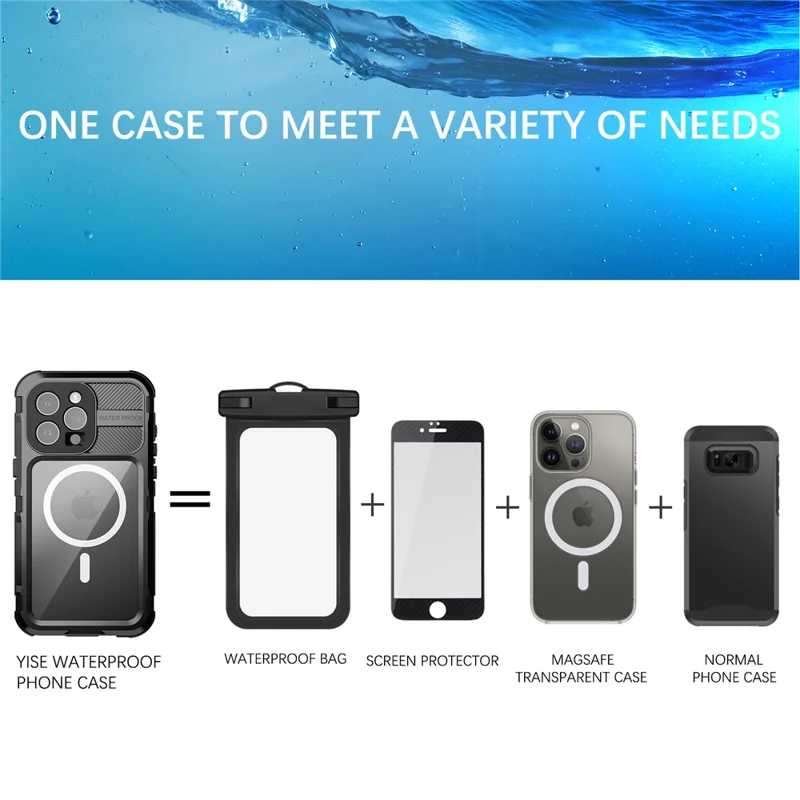 SHELLBOX M Series IP68 Waterproof Case for iPhone 15 Pro Max Case Metal Diving Phone Case Compatible with MagSafe - Black - 9