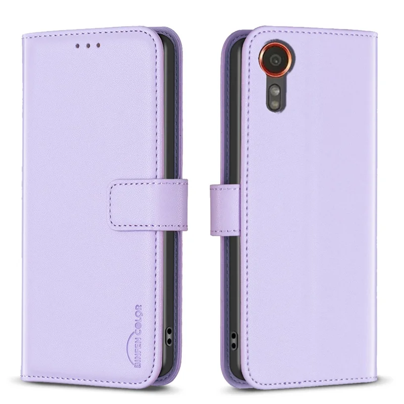 BINFEN COLOR BF17 For Samsung Galaxy Xcover7 Flip Leather Case Wallet Phone Cover - Purple - 1