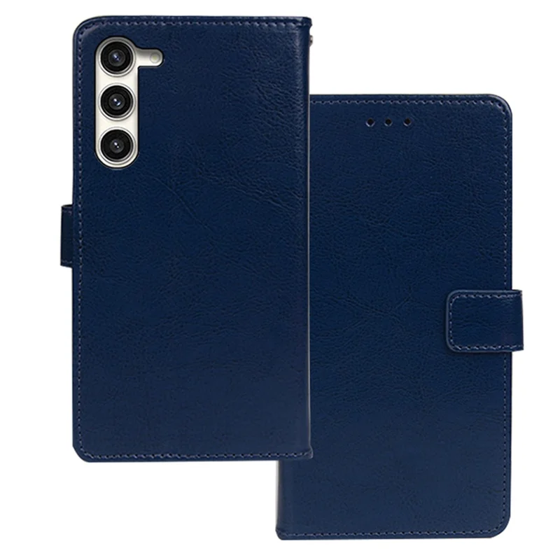 IDEWEI For Samsung Galaxy S24+ PU Leather Phone Case Wallet Crazy Horse Texture - Blue - 1