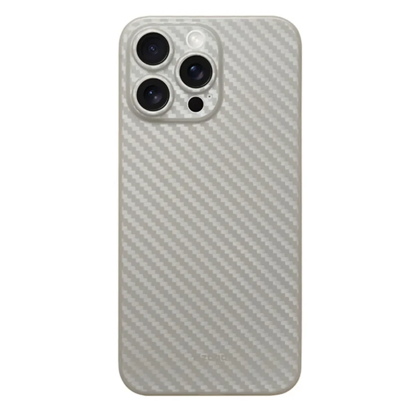 KZDOO For iPhone 15 Pro Case Carbon Fiber Texture PP Cell Phone Back Cover - Titanium Grey - 1