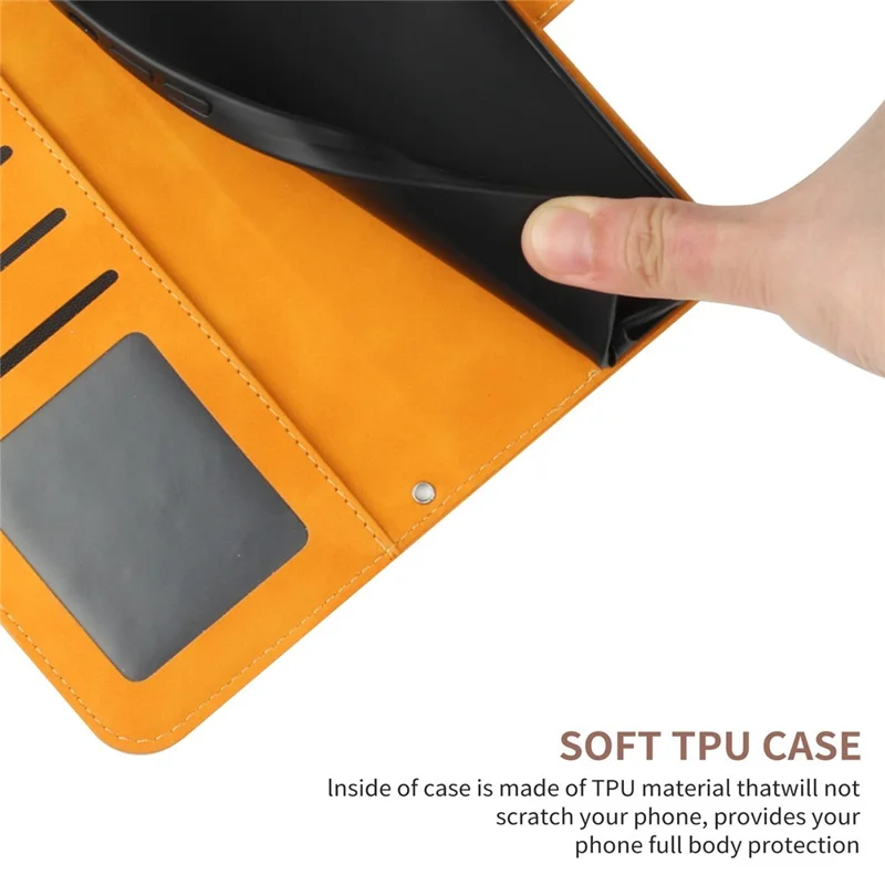 HT04 For iPhone 17e / 16e Case Sunflower PU Leather+TPU Phone Cover with Shoulder Strap - Yellow - 8