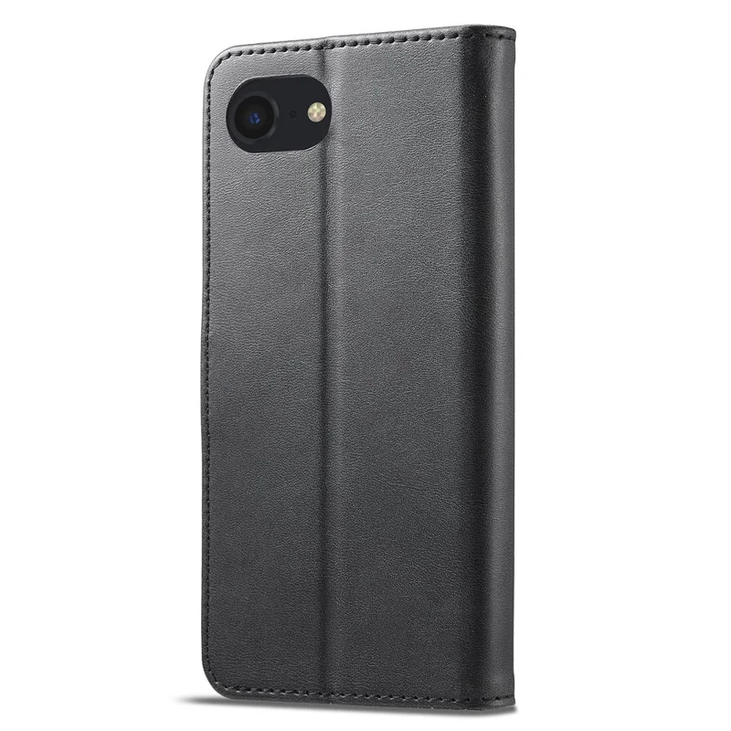 LC.IMEEKE For iPhone 17e / 16e Case Calf Texture Magnetic Clasp Stand Phone Cover - Black - 12