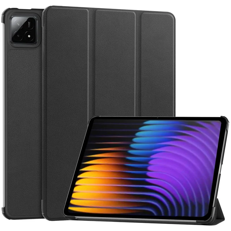 For Xiaomi Poco Pad X1 / Pad 8 Pro / Pad 8 / Pad 7 Pro / Pad 7 Case Anti-Drop Leather Stand Tablet Cover - Black - 1
