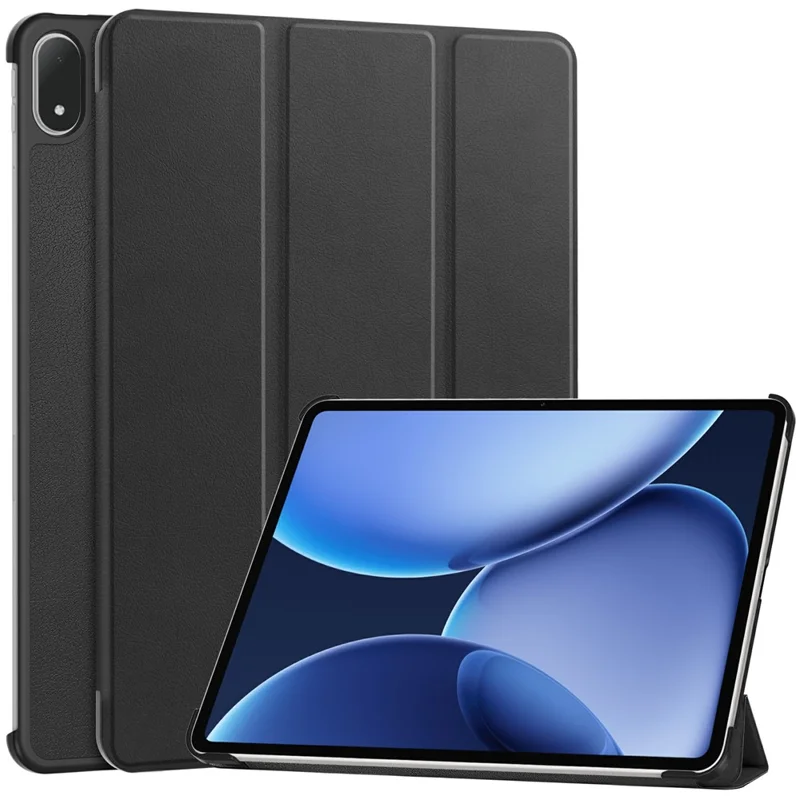 For Oppo Pad 4 Pro / OnePlus Pad 3 / Pad 2 Pro Case Anti-Drop Leather Stand Tablet Cover - Black - 1