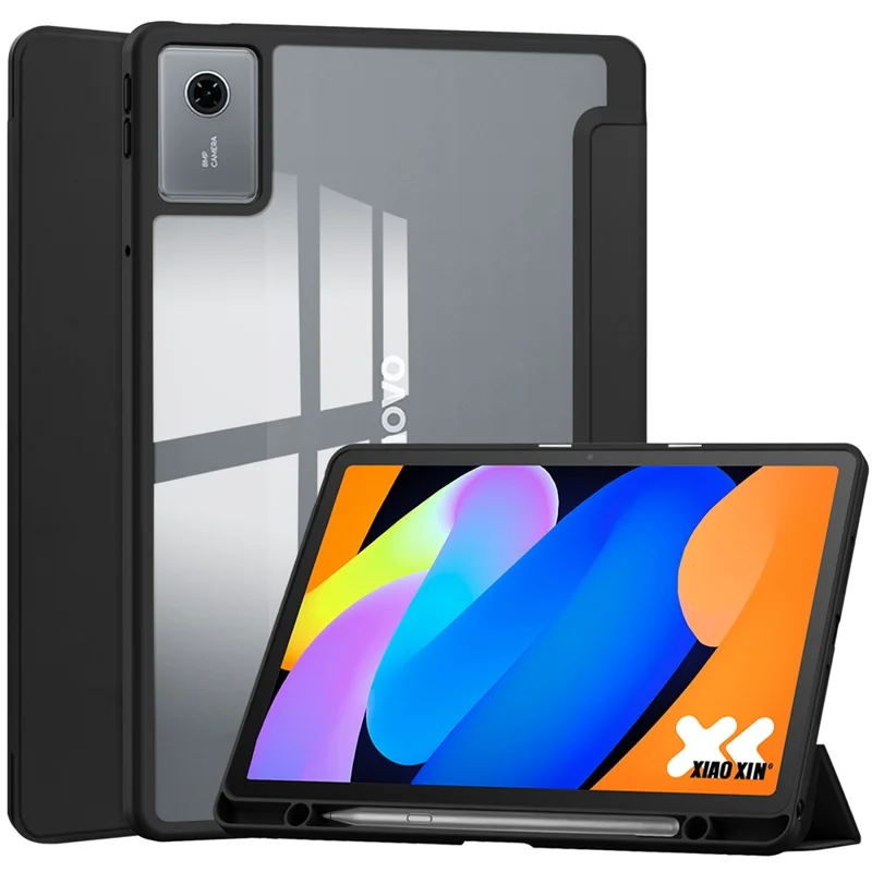 For Lenovo Tab K11 Gen 2 / Idea Tab / Xiaoxin Pad 11 2025 Case Clear Acrylic Leather Tablet Cover Support Auto Sleep / Wake - Black - 1