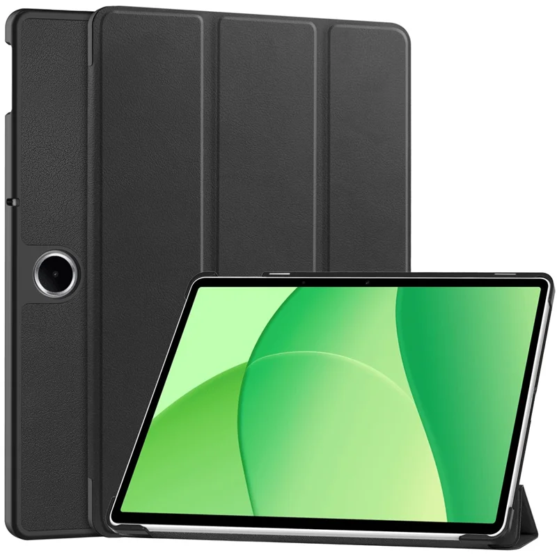 For Oppo Pad SE / OnePlus Pad Lite Case Anti-Drop Leather Stand Tablet Cover - Black - 1