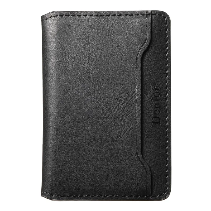 DENIOR Magnetic Card Case PU Leather Phone Card Holder Kickstand - Black - 1