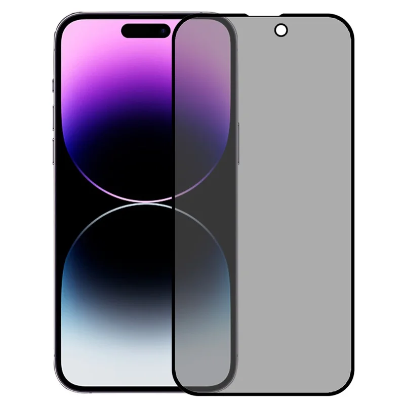 For iPhone 16 Pro Anti-Spy Screen Protector Full Coverage Silk Printing Tempered Glass Film - 1