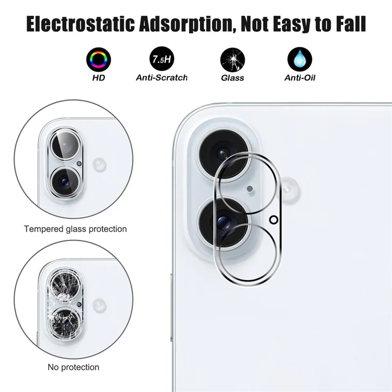 For iPhone 16 Plus / 16 Tempered Glass Camera Lens Protector HD Anti-Scratch Phone Lens Film - 3