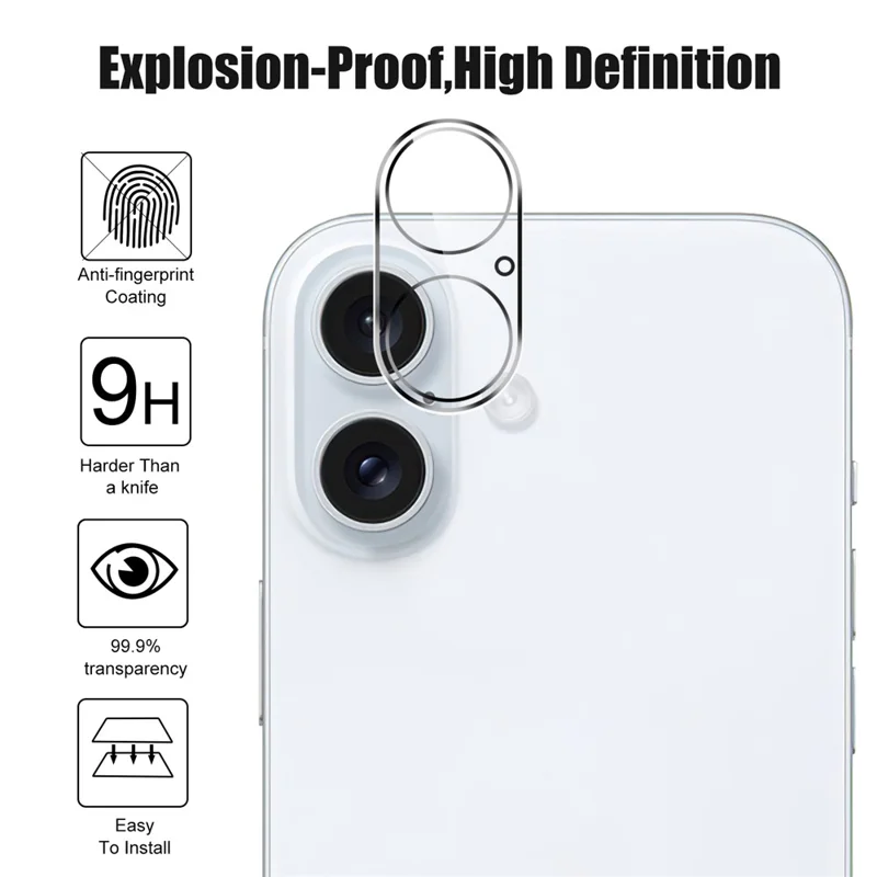 For iPhone 16 / 16 Plus Camera Lens Protector Tempered Glass Full Coverage Anti-Explosion Lens Film - 4