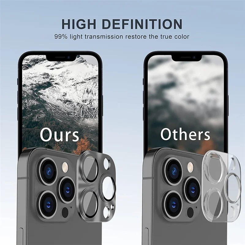 HAT PRINCE For iPhone 16 Pro / 16 Pro Max Integrated Camera Lens Protector Aluminum Alloy + Tempered Glass Lens Film - Black - 5