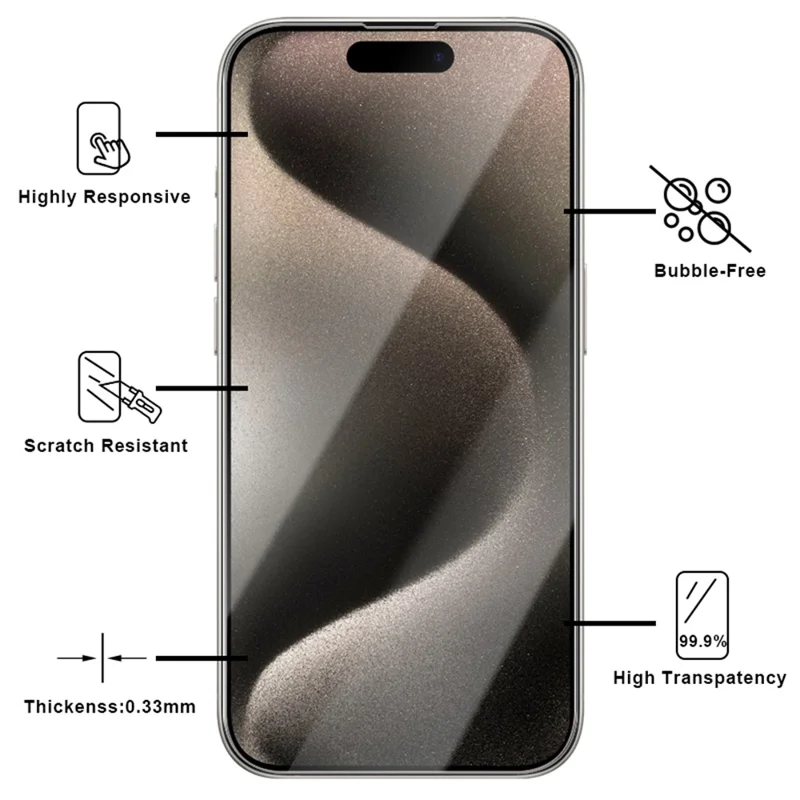 For iPhone 16 Screen Protector High Aluminum-Silicon Glass 2.5D, HD Clear - 4