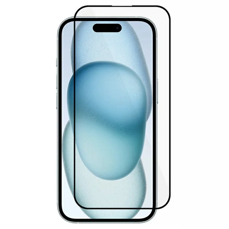 Bulk Purchasing For iPhone 15 Screen Protector Anti-Static Silk Printing Black Arc Edges High Aluminum-Silicon Glass Film - 1