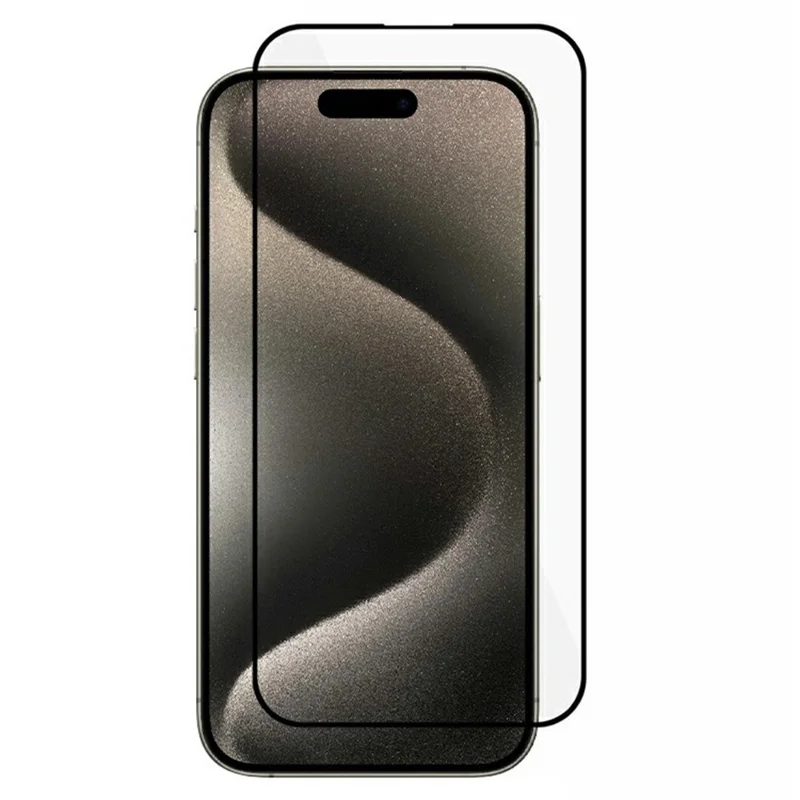 Bulk Purchasing For iPhone 15 Pro Screen Protector Anti-Static Silk Printing Black Arc Edges High Aluminum-Silicon Glass Film - 1