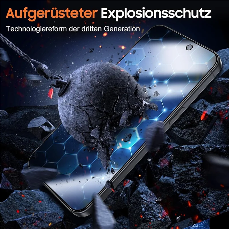 2Pcs For iPhone 15 Pro Anti Spy High Aluminium Silicon Glass Screen Protector with Dust Removal Tool - 6