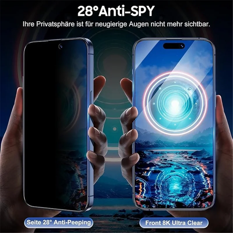 2Pcs For iPhone 15 Pro Max Anti Spy High Aluminium Silicon Glass Screen Protector with Dust Removal Tool - 3