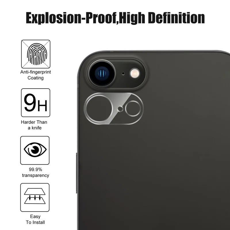 For iPhone 17e / 16e Camera Lens Protector Arc Edge Clear Tempered Glass Film - 3