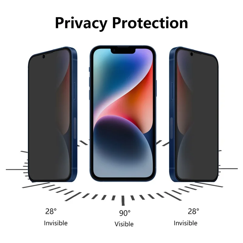 ENKAY HAT PRINCE For iPhone 17e / 16e Privacy Screen Protector 28-degree Anti-Spy Tempered Glass - Black - 3
