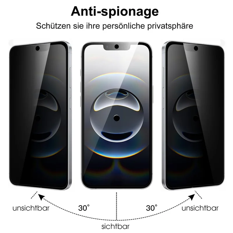 For iPhone 17e / 16e Tempered Glass Screen Protector 2.5D Arc Edge Anti-Spy Film - 2