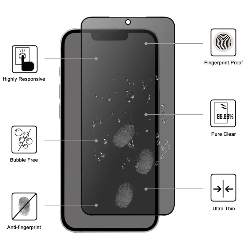 For iPhone 17e / 16e Tempered Glass Screen Protector 2.5D Arc Edge Anti-Spy Film - 3