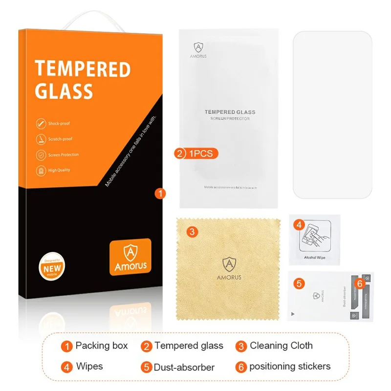 AMORUS For iPhone 17 Pro Front Screen Protector 2.5D Arc Edge 9H High Aluminum-Silicon Glass Film - 9