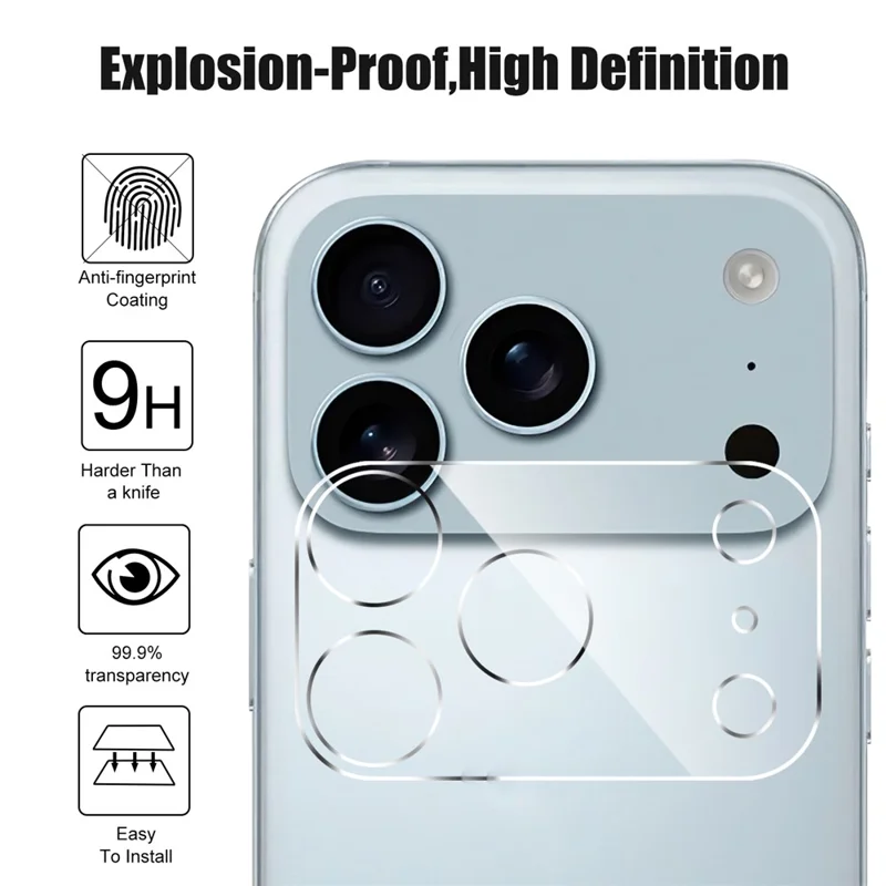 For iPhone 17 Pro Max Camera Lens Protector Arc Edge Clear Tempered Glass Film - 4