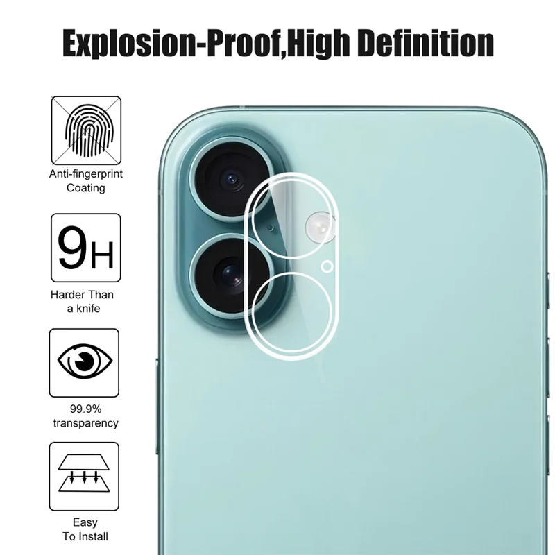 For iPhone 17 Camera Lens Protector Arc Edge Clear Tempered Glass Film - 4