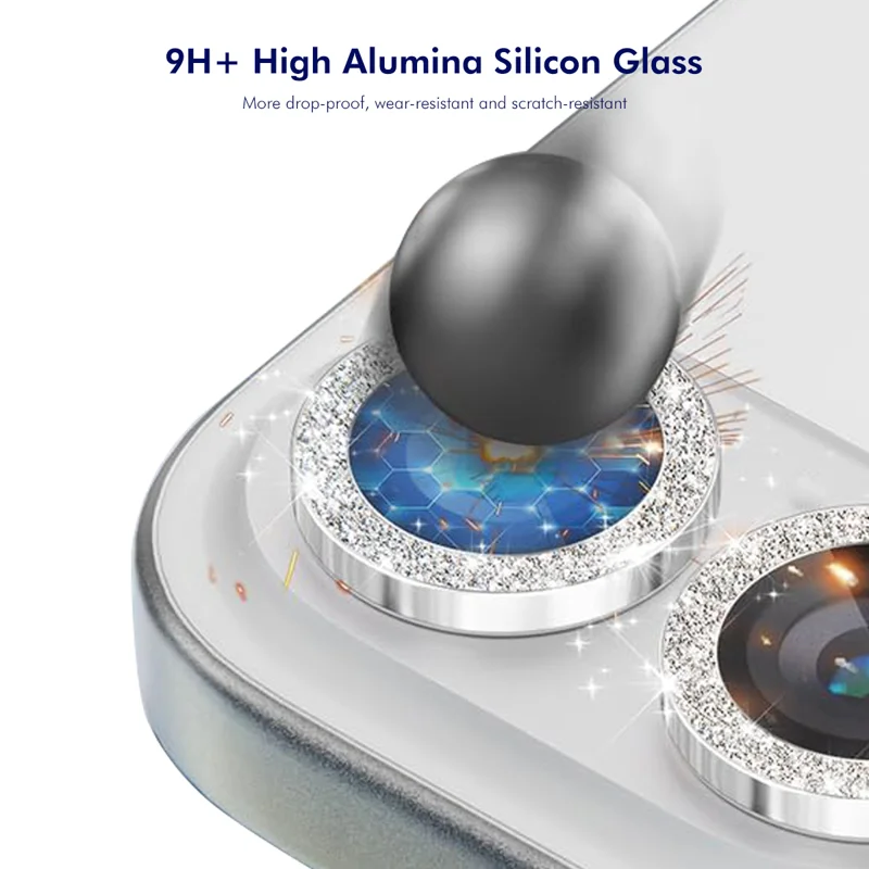 ENKAY HAT PRINCE For iPhone 17 Pro / iPhone 17 Pro Max Camera Lens Protector Glitter Decor Tempered Glass Lens Film - Black - 3
