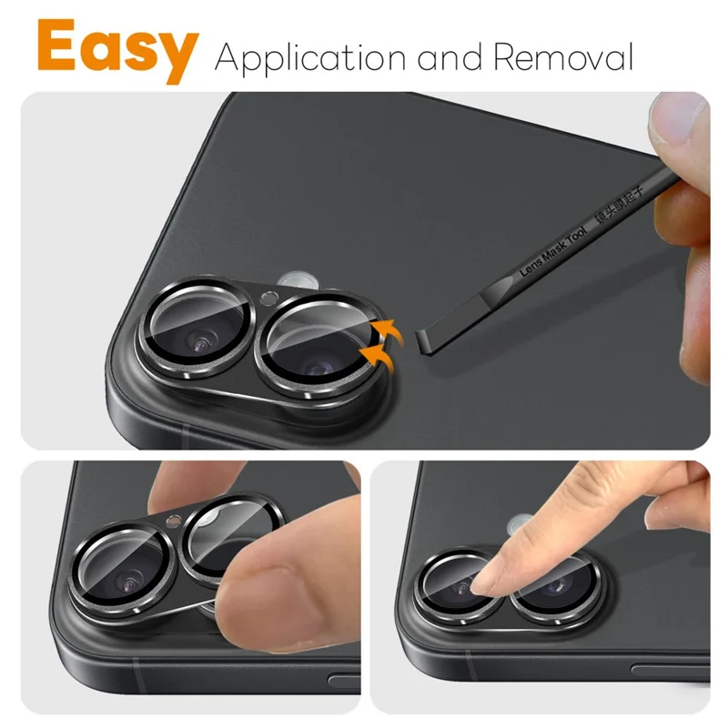 NORTHJO For iPhone 17 Camera Lens Protector Matte Integrated Metal Tempered Glass Lens Film - Black - 3