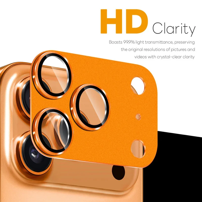 NORTHJO For iPhone 17 Pro Camera Lens Protector Matte Metal Lens Cover with Integrated 9H Tempered Glass Film - Orange - 2