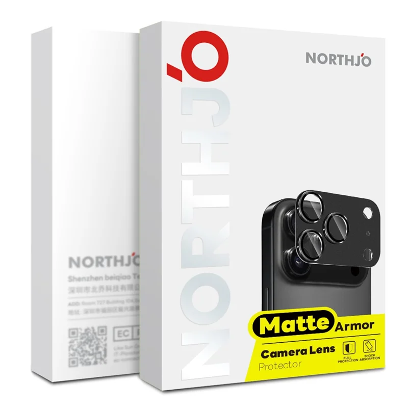NORTHJO For iPhone 17 Pro Max Camera Lens Protector Matte Metal Lens Cover with Integrated 9H Tempered Glass Film - Orange - 4